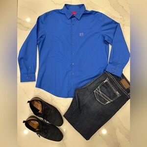 Alfani, Slim Fit- Stretch, Dress shirt, Men's XL, Blue